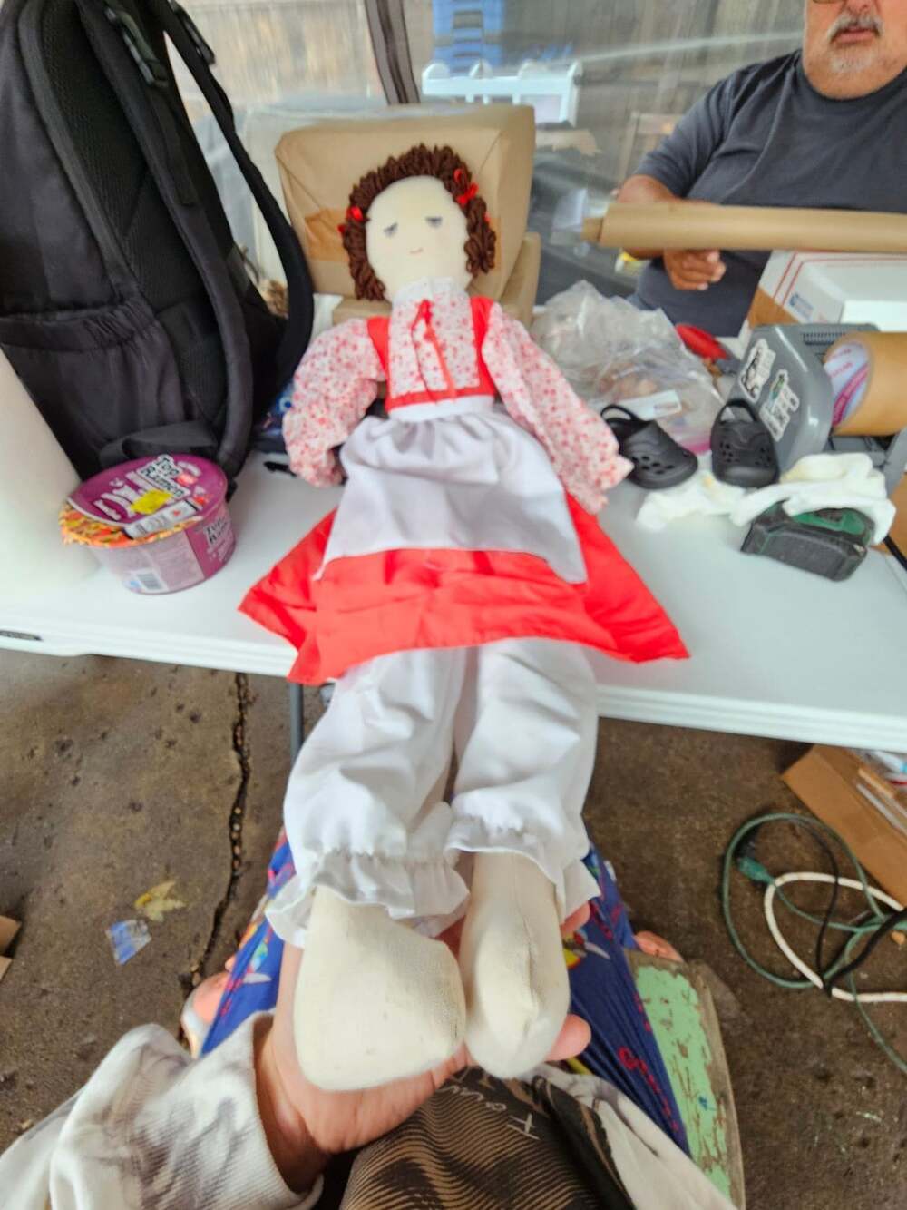 Handmade Rag Doll Fabric Peasant Girl Soft Toy 30in